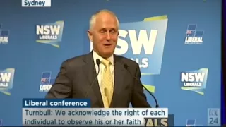 'We are not run by factions," Malcolm Turnbull declares to laughter from Liberal Party