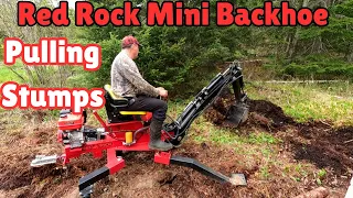 Using my Red Rock Mini Backhoe to help My neighbor Pull some STUMPS