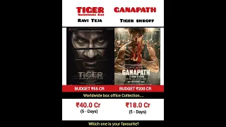 Tiger Nageswara Rao vs Ganapath movie 🧐🧐 Box office collection 💯💪 #shorts #viral #trending #reels