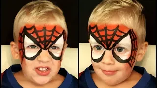 Easy Spiderman Face Painting for beginners/simple Spiderman face painting mask