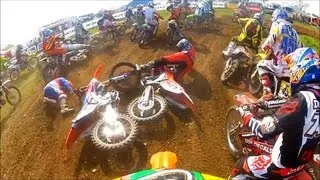 GOPRO HD Motocross Start CRASH At Wattisfield 2013