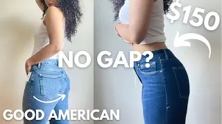 TRYING GOOD AMERICAN "GAP PROOF WAIST" JEANS