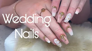 Wedding Nail Tutorial : 3D Encapsulated Roses + Bling