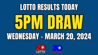 5PM Lotto Result Today March 20, 2024 (Wednesday) Ez2 Swertres PCSO