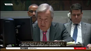 UN Secretary-General, António Guterres addresses the UN Security Council debate on the Middle East