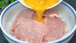 Pour 2 eggs into the lean meat, do not fry or add water, the pan is tender and juicy, and it will no