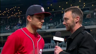 Trea Turner chats with Dan Kolko after Nats' 3-1 win over Mets