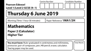 Edexcel GCSE Higher June 2019 paper 2 calculator exam walkthrough