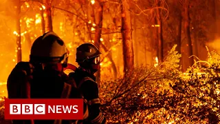 Firefighters from across EU battle huge wildfire in France – BBC News