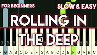 ADELE - ROLLING IN THE DEEP | SLOW & EASY PIANO TUTORIAL