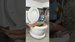 My BOYFRIEND PRANKED me in Worlds Largest Toilet Play Ball Pit with WATER BALLOON SPLASH #shorts