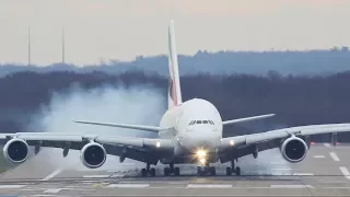 Unbelieveable Airbus A380 Hard Crosswind Landing During Storm at Dusseldorf-4K | Orbitube