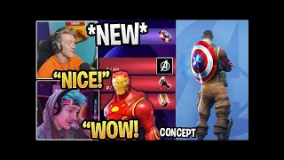 Streamers React to  NEW  FREE  AVENGERS REWARDS  and SKINS Fortnite Moments 1