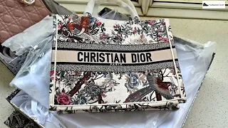 Dior book Tote Ecru Multicolor Dior Jardin d'Hiver Embroidery bag for sale!