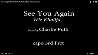See You Again   Wiz Khalifa ft  Charlie Puth   Easy Chords and Lyrics (3rd fret)