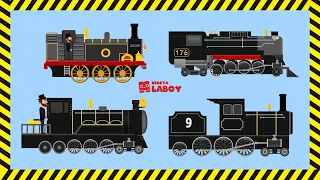 ❄️🚂🚃🏔️ Four Black Steam Train ❄️🚂291🚃🏔️ Game Train Labo Brick Train