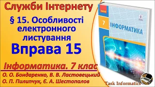 Вправа 15. Особливості електронного листування | 7 клас | Бондаренко