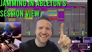 Jamming in Ableton's Session view utilizing Push Controller and midi loops