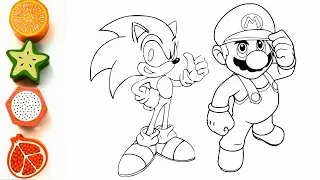 Coloring book for kids! Super Mario and Sonic!