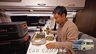 [Winter car camping] Heavy rain, all-electric after a series of incidents. Hiace camper. 188