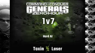 C&C Generals Zero Hour - 1 vs 7 Hard AI - Toxin vs Laser (Twilight Flame)