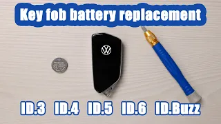 How to key fob battery replacement VW ID.3 ID.4 ID.5 ID.6 Golf 8, Seat, Skoda, Audi 2020-2023