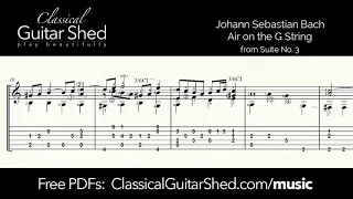 JS Bach: Air on the G String - Free sheet music and TABS for classical guitar