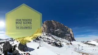 Gran Paradiso - Most scenic blue run in Val Gardena - Skiing in the Italian Dolomites - 4K Video