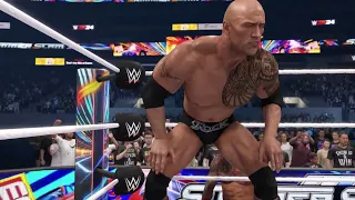 WWE 2K24 The Rock attack Brutally Cody Rhodes an WWE Summerslam 2024 Title fight