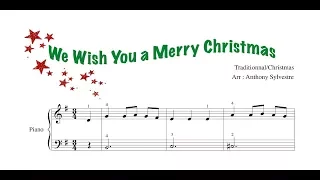 We Wish You A Merry Christmas - EASY Piano + Free Sheet Music with fingerings