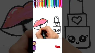 Lipstick drawing tutorial #drawingforkids #coloring #shortsvideo #lipsdrawing