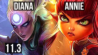 DIANA vs ANNIE (MID) | 9/0/8, 1.6M mastery, 800+ games, Legendary | BR Grandmaster | v11.3