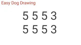 How to draw dog from 5553 number step by step - very easy drawing