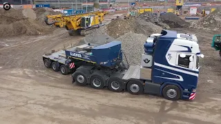 5 axles Scania V8 730 hp - night oversize transport of drilling rig