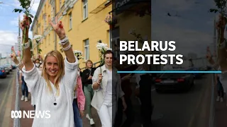 Thousands in Belarus form 'lines of solidarity' in protest against election result | ABC News