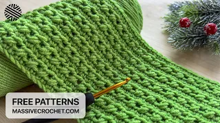 SUPER EASY & FAST Crochet Pattern for Beginners! ⚡️ 💚 Crochet Stitch for Blanket, Scarf, Hat & Bag