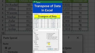 Transpose in Excel | Excel tips and tricks 😱 #exceltricks #exceltips #shorts