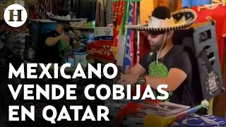 Mundial de Qatar 2022: aficionado mexicano lleva bocina y remata cobijas en feria qatarí