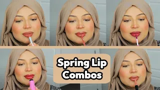 MY CURRENT FAVOURITE  SPRING LIP COMBOS 2024 | ELF POUT CLOUT, HUDA BEAUTY FAUX FILLER & MORE!