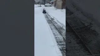 Lazy engineer use remote control snow blower to clear sidewalk!!!