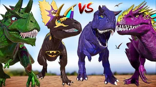 BATMAN Big Sharkzilla & Spinosaurus vs Giganotosaurus T-REX Dinosaurs Fight Jurassic World Evolution