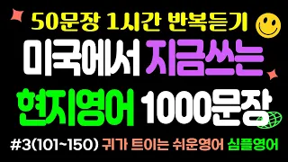 미국에서 지금 쓰는 현지영어 1000문장! #3(101~150) 귀가 트이는 쉬운영어 50문장 1시간 반복듣기