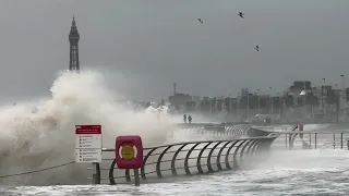 Blackpool STORM! High Tide & Strong Winds - 2024