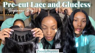 NO MORE CUTTING Lace! Pre-cut Lace and GLUELESS | Easy Beginner Wig | Unice x LovelyBryana