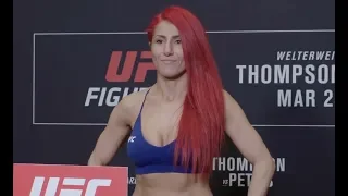 Randa Markos and Angela Hill - Official Weigh-ins - (UFC Fight Night: Thompson vs. Pettis) - /r/WMMA