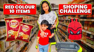 Red Color Supermarket shopping challenge | Which 10 items ?