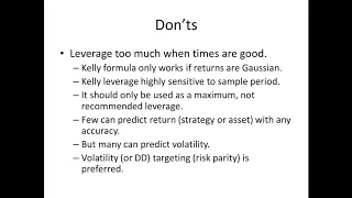 The Do's and Don't's of Quant Trading