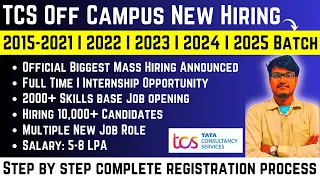 TCS Started Hiring For 10,000+ Freshers | TCS Biggest Mass Hiring | FTE & Internship 2015-2026 BATCH