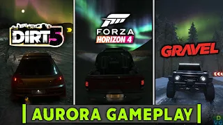 DiRT 5 vs Forza Horizon 4 vs Gravel - Aurora Borealis Gameplay