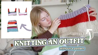 Knitting a EASY 2-piece outfit WITHOUT a pattern, AGAIN! DIY two-piece knit outfit ✨